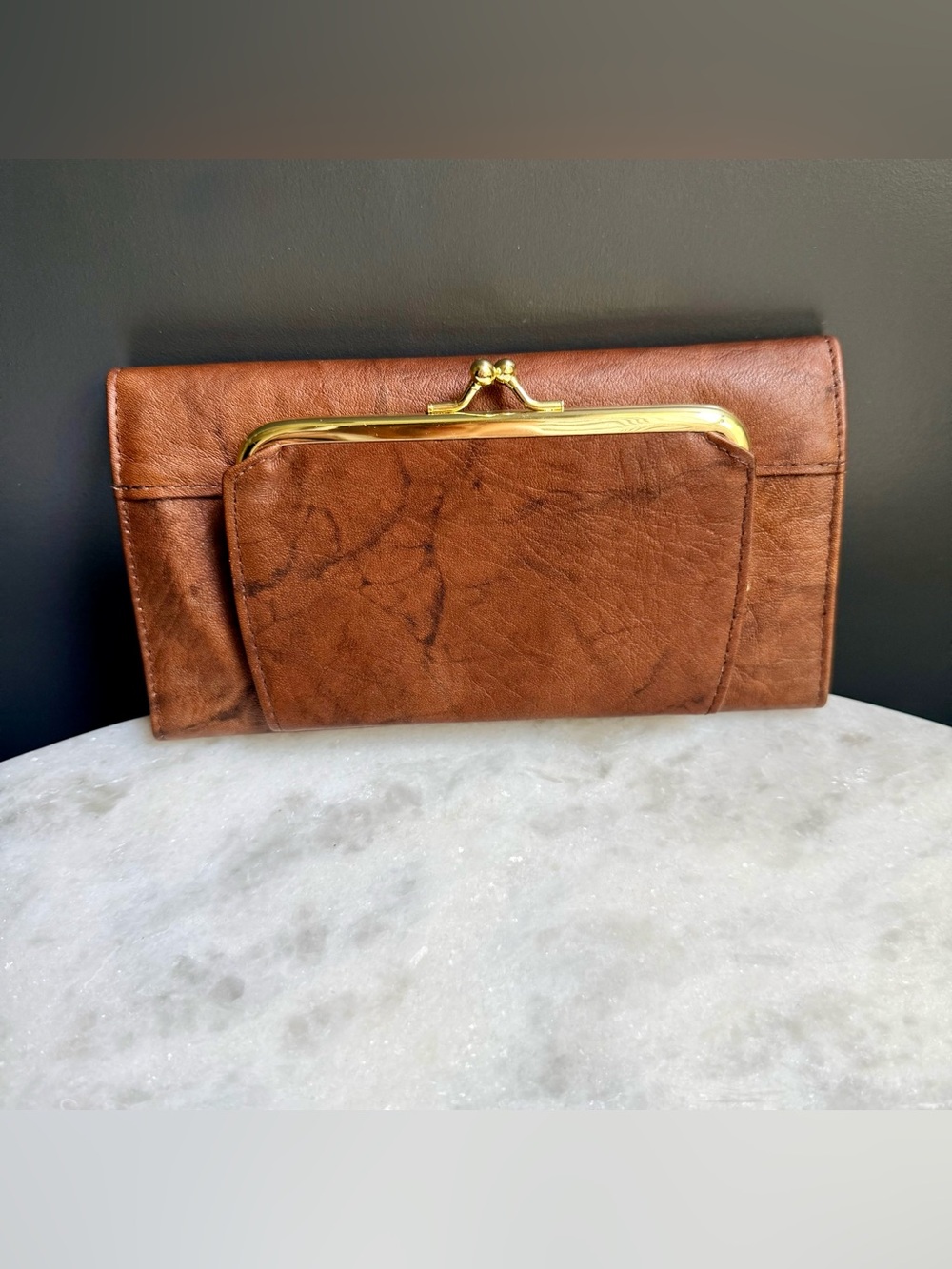 NWT Buxton Heiress Leather Organizer Clutch Wallet - Rich Brown Floral-Kisslock